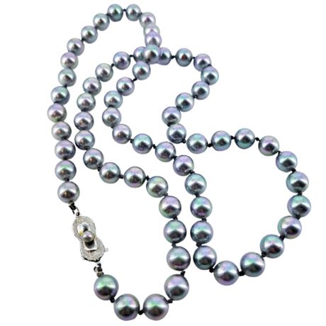 Vintage Hand-Knotted Faux Tahitian Pearl Necklace