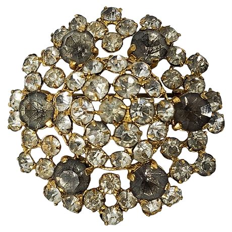 Vintage Czech Rhinestone Flower Burst Brooch