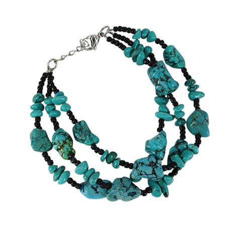 Nugget Turquoise Triple Strand Bracelet