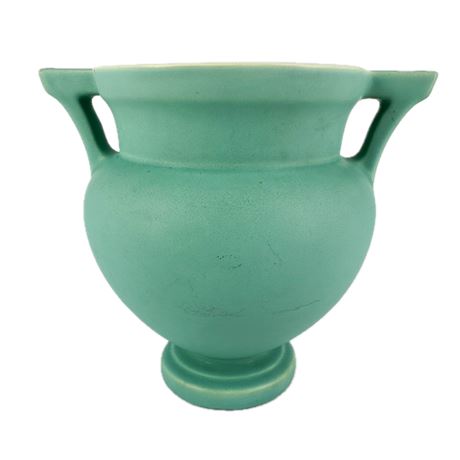 Vintage Coors Pottery Matt Green Double Handled Vase