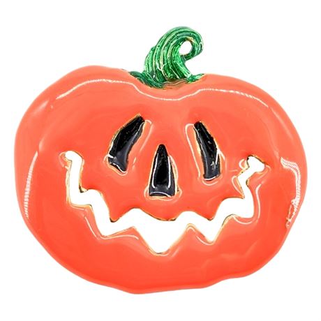 Vintage Enamel Halloween Jack-o-Lantern Brooch