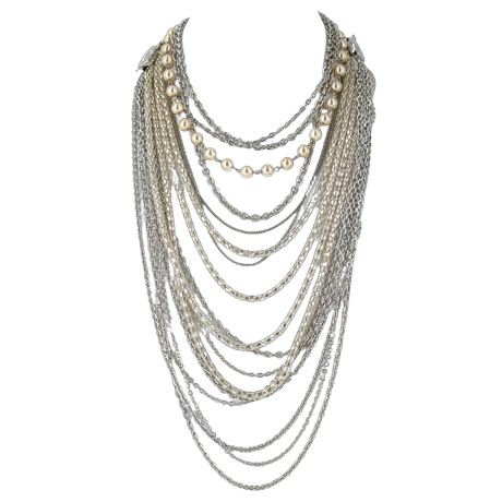 Lot of Three Multi-Layer Necklaces and Two Chains