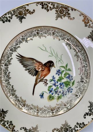 Vintage 1930 Western Germany Large 11 1/4” Porcelain Bird Charger Plate
