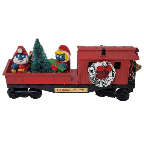 Custom Decorated Red Holiday Joy Lines Train Cart