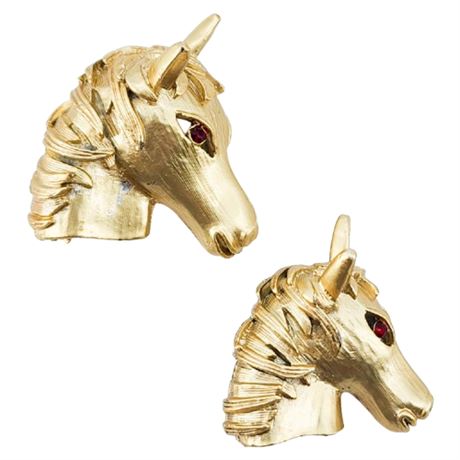 Vtg Horse Head Scatter Brooches w/ Rhinestone Eyes