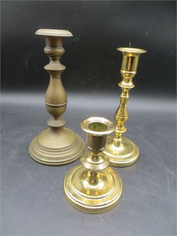 3 Brass Candlesticks 2 Are Baldwin