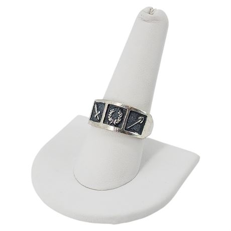 Vintage Sky Ranch Camp Sterling Silver Sigma Ring, Sz 9.25