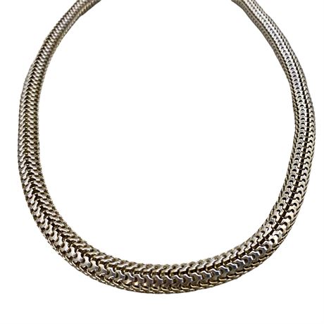 40 Gram Shimmering Woven Sterling Serpentine Collar Necklace