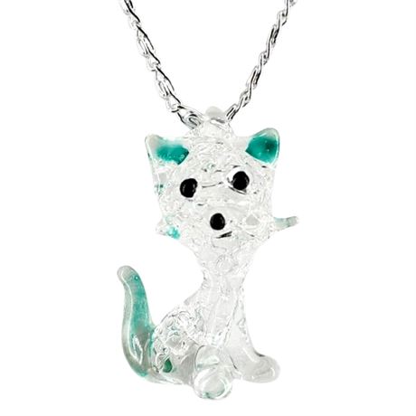 Vintage Spun Glass Cat Pendant Necklace