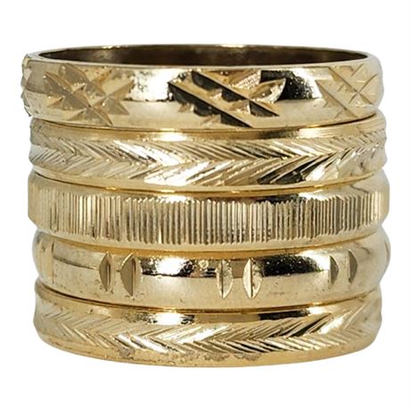 Lightweight Gold Tone Stacker Band Rings, Sz 6.5