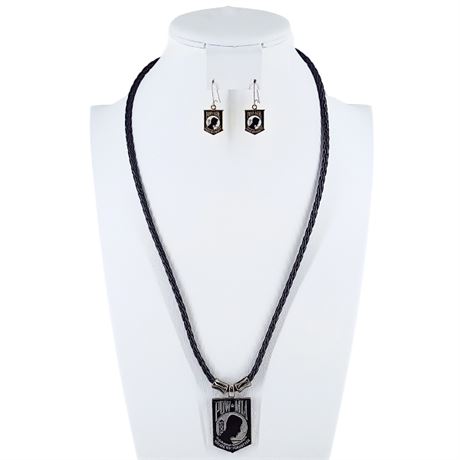 Vintage POW-MIA Necklace & Earrings Set