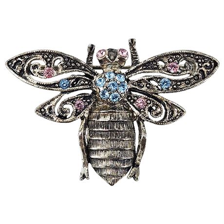 Vintage Rhinestone Bee Brooch