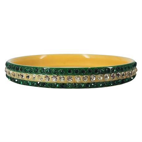 Vintage Art Deco Celluloid Rhinestone Bangle Bracelet