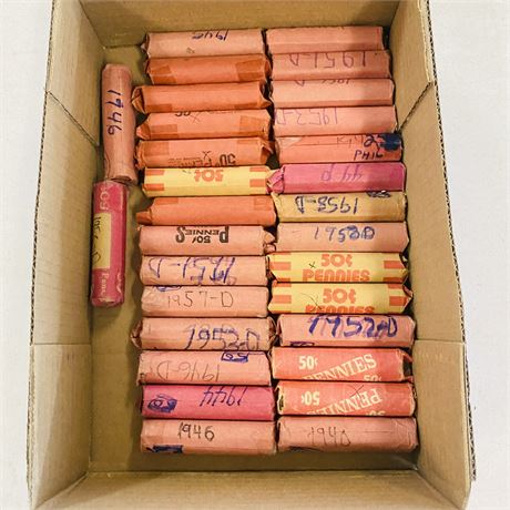 30 Rolls UNSEARCHED Wheat Pennies