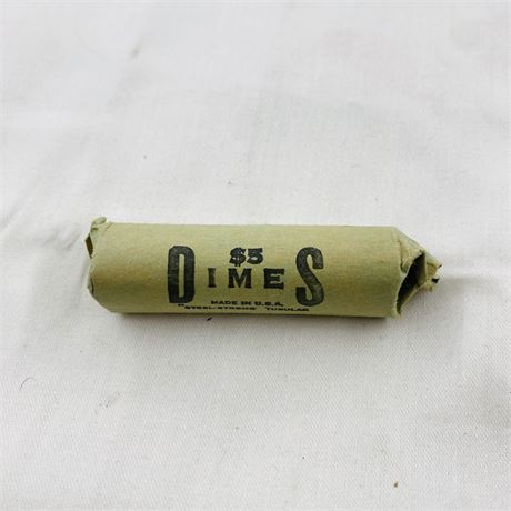 Unsearched $5 Mercury Dime Roll Labeled 1942