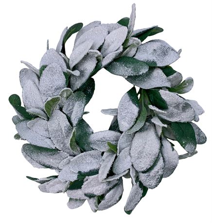 12” Snowy Sage Leaf Flocked Winter Wreath