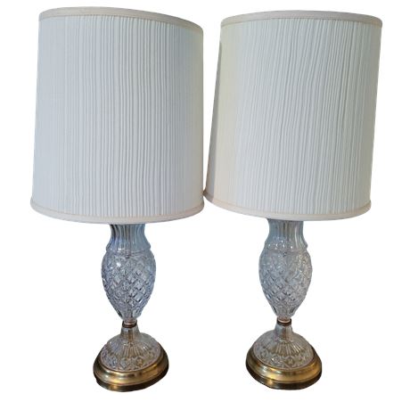 Waterford Style Cut Crystal Table Lamps & Shades