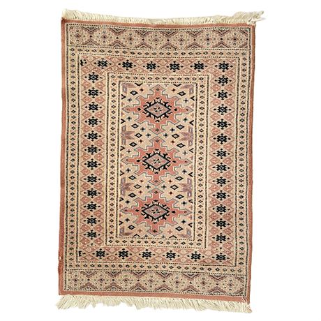 Vintage 2x3' Hand Knotted Wool Tribal Rug