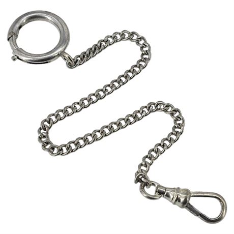 Vintage Silver Tone Curb Chain Pocket Watch Chain