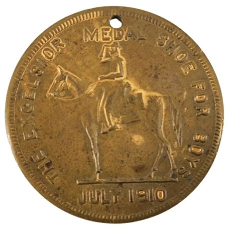 1910 Excelsior Shoe Co. Boy Scout Good Luck Medal Medallion Coin