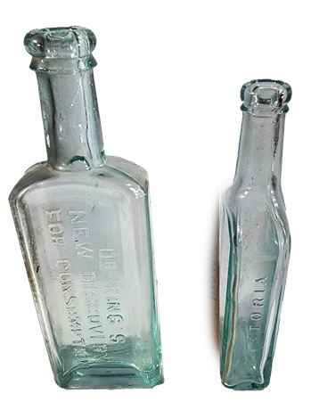 Antique Green Glass Medicine Bottles