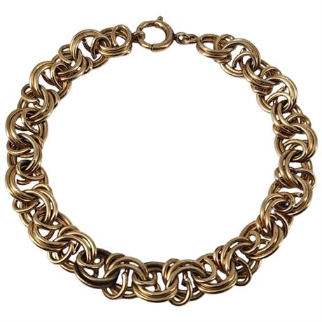 Signed Vintage BALLOU Gold Filled Multi Link Charm Bracelet