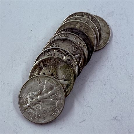 10 Walking Liberty Half Dollars