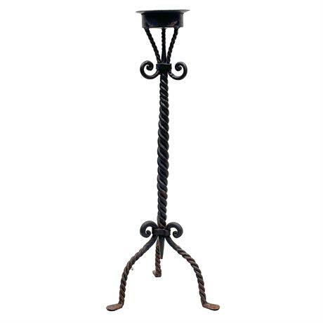 Twisted Wrought Iron Long-Stem Candle Holder
