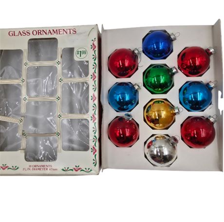 VTG Glass 3" Christmas Ornaments with Box