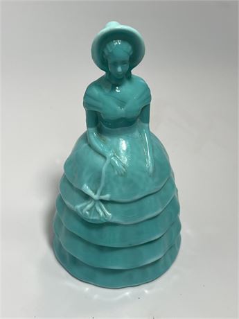 Art glass, turquoise,colonial lady figure