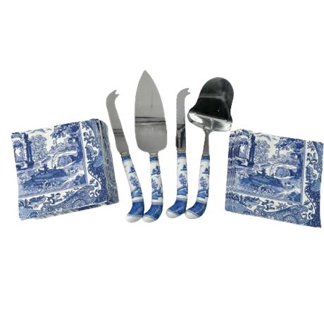 Prill "Blue Canton" Cheese Servers