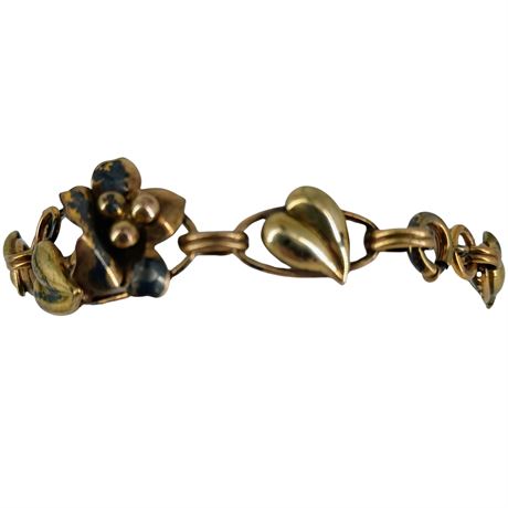 Vintage Gold-Tone Charm Link Bracelet – Pat. 13042 Stamp