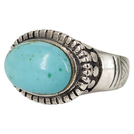 Unmarked Sterling Silver Turquoise Ring, Sz 7