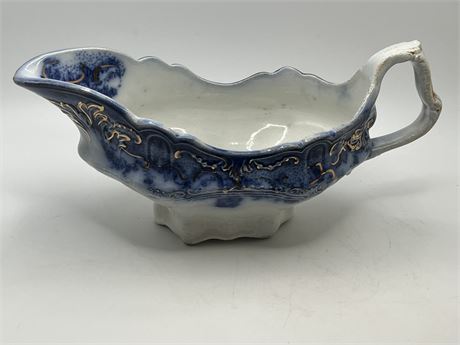 Flow blue gravy boat