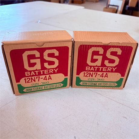 2 NOS GS Motorcycle Batteries 12N7-4A