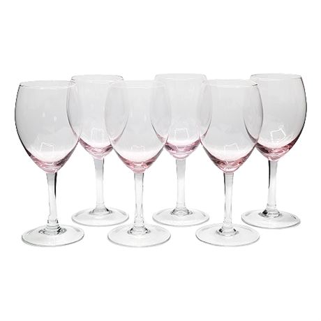 Hand Blown Pale Pink Wine Glasses, Set of 6 (1 of 3)