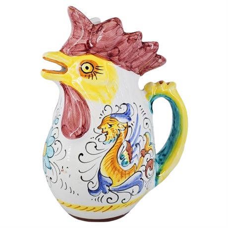 Vintage Williams-Sonoma Italian Pottery "Rooster of Fortune" Pitcher