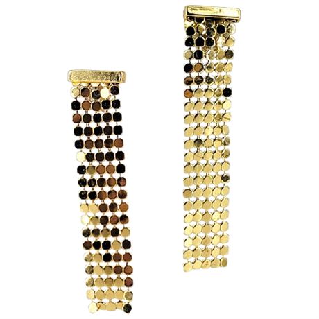 Vintage Gold Tone Mesh Pierced Earrings