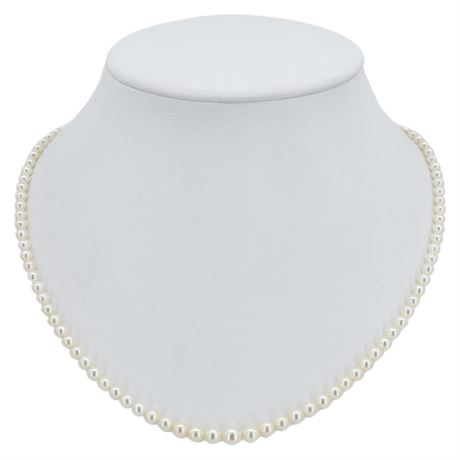Vtg Graduated Genuine Pearl Necklace w/ 10K White Gold Clasp