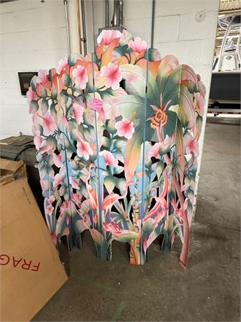 Large Hand Carved Wood Floral Room Divider