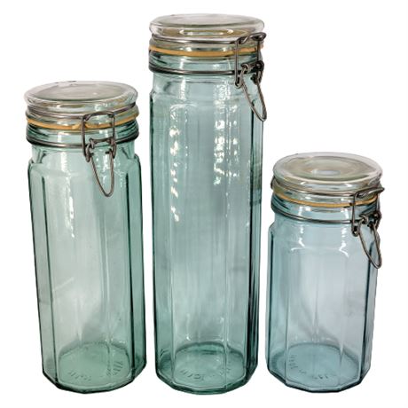 Vintage Italian Paneled Glass Hermetic Canisters