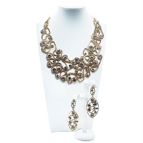 Signed Graziano Statement Necklace & Earrings Set
