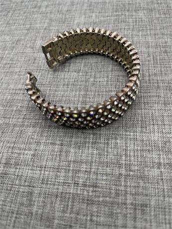 Gun metal grey rhinestones cuff bracelet