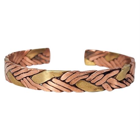 Vintage Braided Copper & Brass Cuff Bracelet