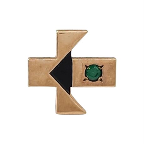 Vintage CTO 10K Gold Green Spinel Service Award Pin