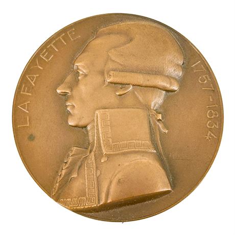 Vintage M. Delannoy Bronze Medal Depicting French General Lafayette
