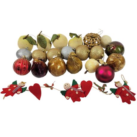 Fruit / Silver, Gold & Red Ornaments
