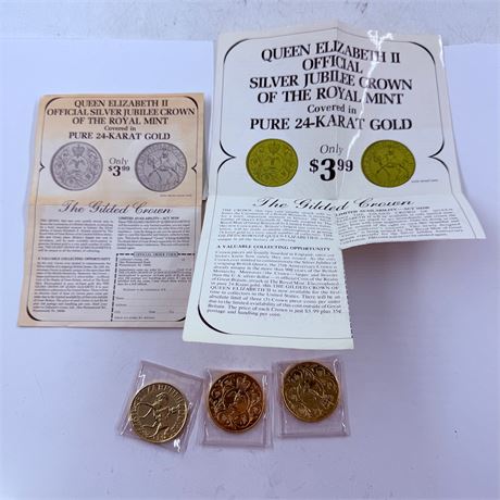 3 Queen Elizabeth Jubilee Crown Coins