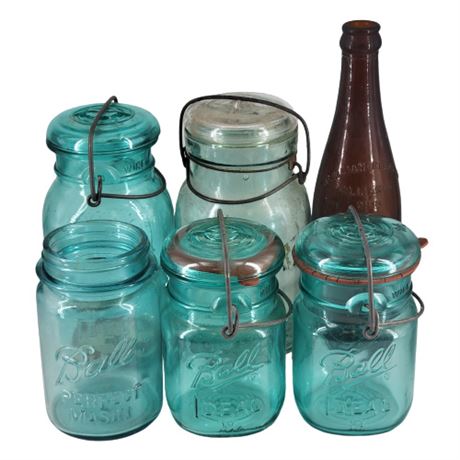 Mason Jar / Brown Glass Bottle Lot