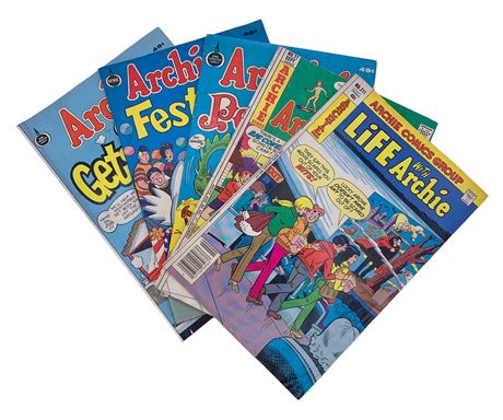 Five 25-49 cent Archie Comic Books